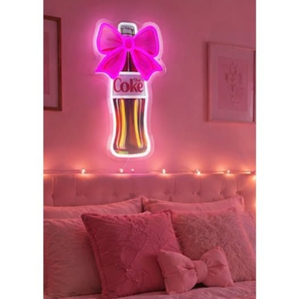 Soda with bow - neon LED light - XL size 15x7"